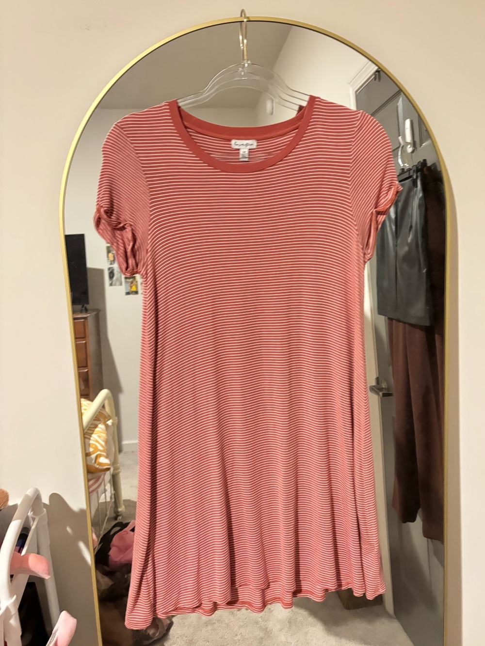 Love, Fire Pink Striped T-Shirt Dress